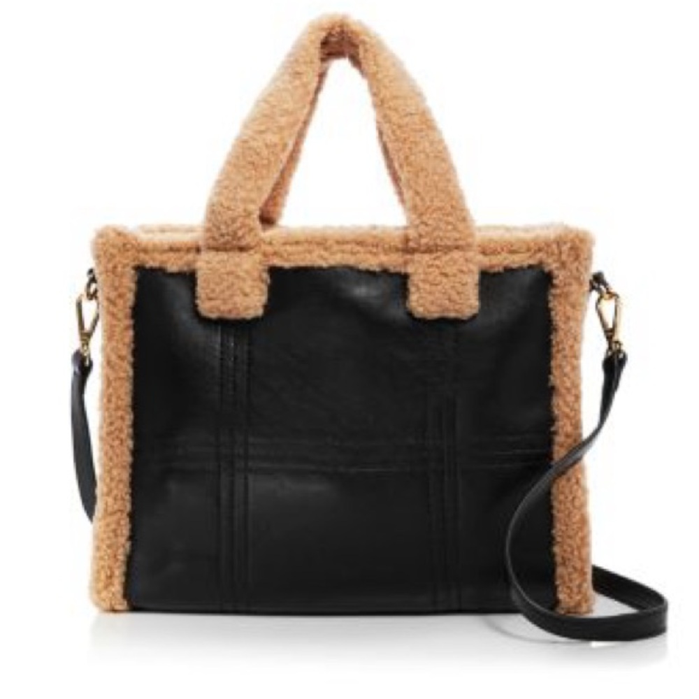 Aqua Bloomingdale’s exclusive Sherpa Black and Tan Women's Bag